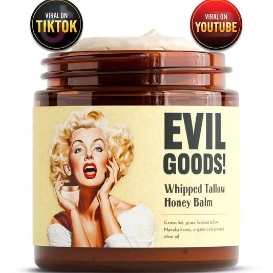 EVIL GOODS! Whipped Beef Tallow & Manuka Honey Organic Nourishing Face Cream Moisturizer Body Lotion Skin Care Lip Balm Hydrating Moisturizing 100% Natural Ingredients - Oil