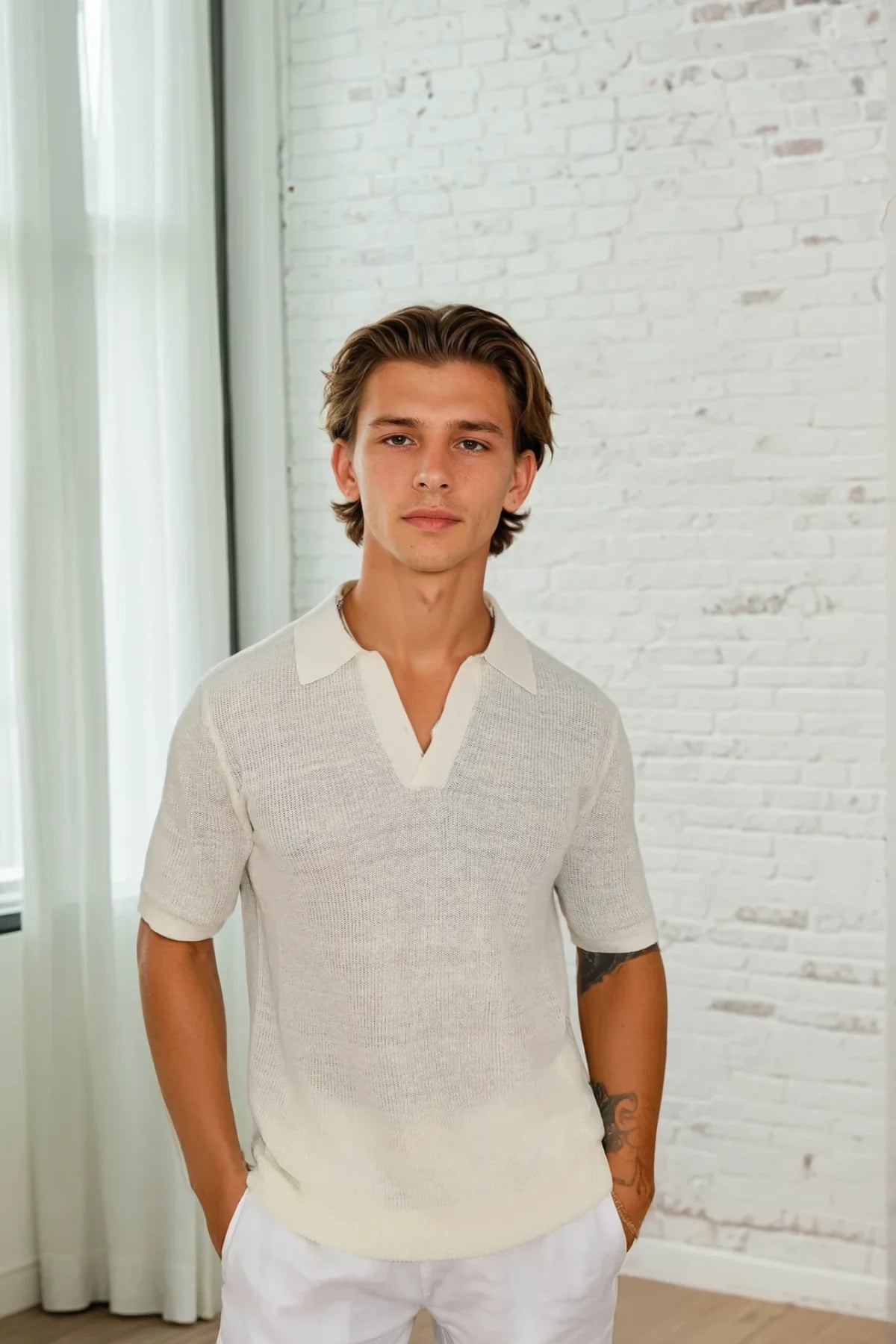 Lucca Linen Polo Cream