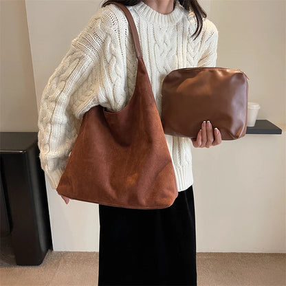 ⚡Super Sale - Today Only🎁-Tote Bag for Women, Retro Suede Shoulder Bag
