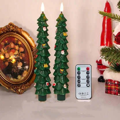 🎄Chirstmas Tree LED Flameless Taper Candles with Remote