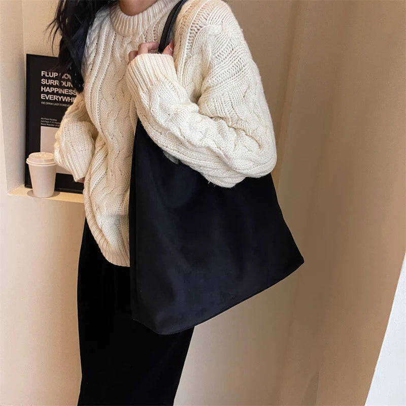 ⚡Super Sale - Today Only🎁-Tote Bag for Women, Retro Suede Shoulder Bag