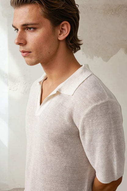 Lucca Linen Polo Cream