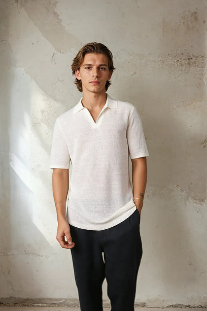Lucca Linen Polo Cream