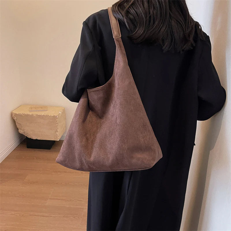 ⚡Super Sale - Today Only🎁-Tote Bag for Women, Retro Suede Shoulder Bag