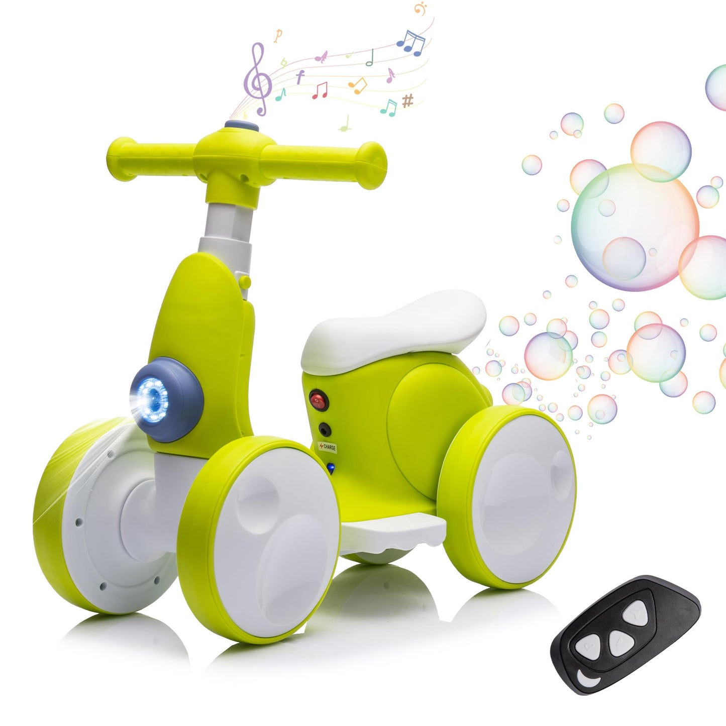 💥LAST DAY SALE 49% OFF⏰6V Electric Bubble Bike Ride-On, 4-in-1 Balance Toy with Remote Control