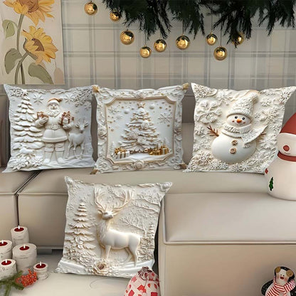 🎄 New 4-piece Christmas pillowcase set – Santa, snowman, Christmas tree & reindeer motifs for your living room decoration