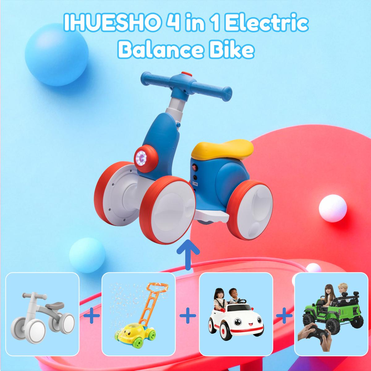 💥LAST DAY SALE 49% OFF⏰6V Electric Bubble Bike Ride-On, 4-in-1 Balance Toy with Remote Control